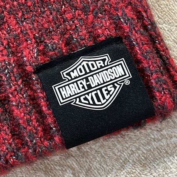 Brand New Harley-Davidson Motorcycles Knit Ribbed Beanie Hat Marbled Dark Red